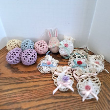 Crocheted Easter Eggs and Cover Ornaments 12 Pcs Assorted Colors