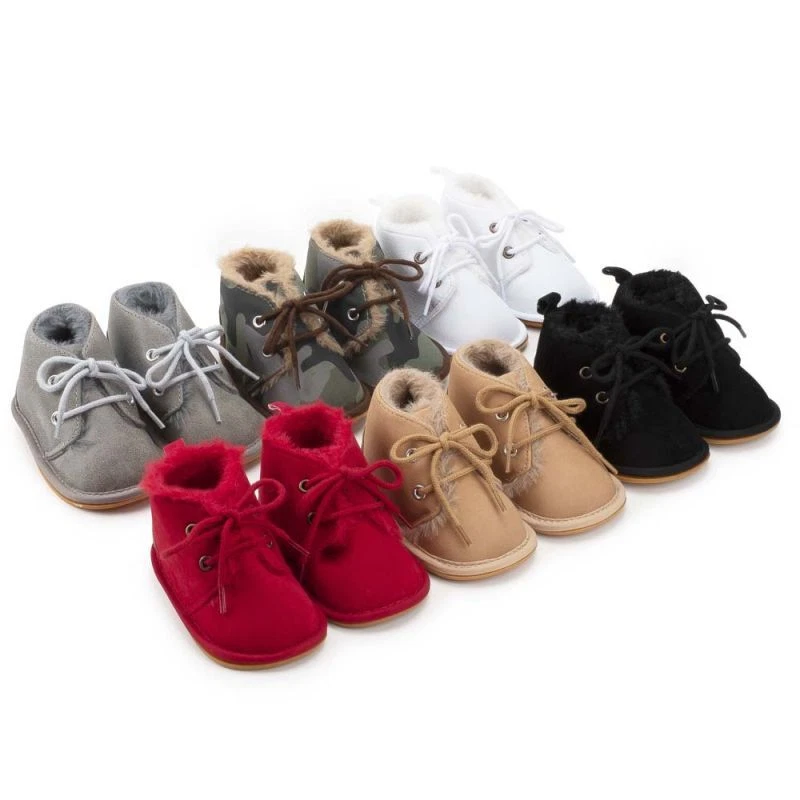 Baby Girls Boys Newborn Infant Soft Sole Shoes Flat Warm Fur Lined Boots Winter - Image 4 of 4