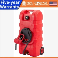 10-Foot 15 Gallon Fuel Caddy Portable Gas Tank with Fluid Transfer Siphon Pump