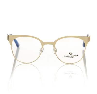 Brillengestell frankie morello Brillenrahmen Halbrand Gold - Schwarz Damen Neu