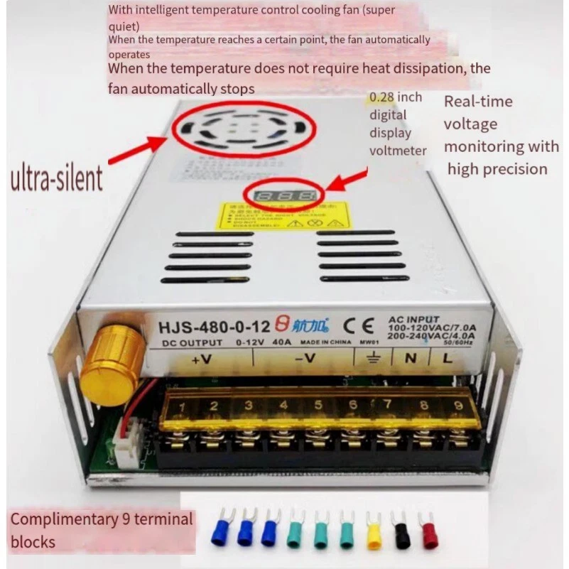 DC Switching Power Supply Adjustable Current Unit Converter 480W 0-300V /1.6-60A - Image 4 of 4