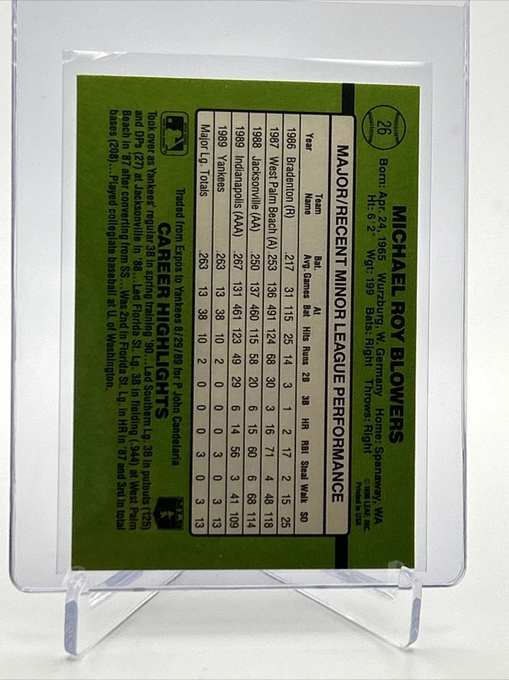 1990 Donruss the Rookies Mike Blowers Rookie Card #26 Mint FREE SHIPPING - Image 2 of 3