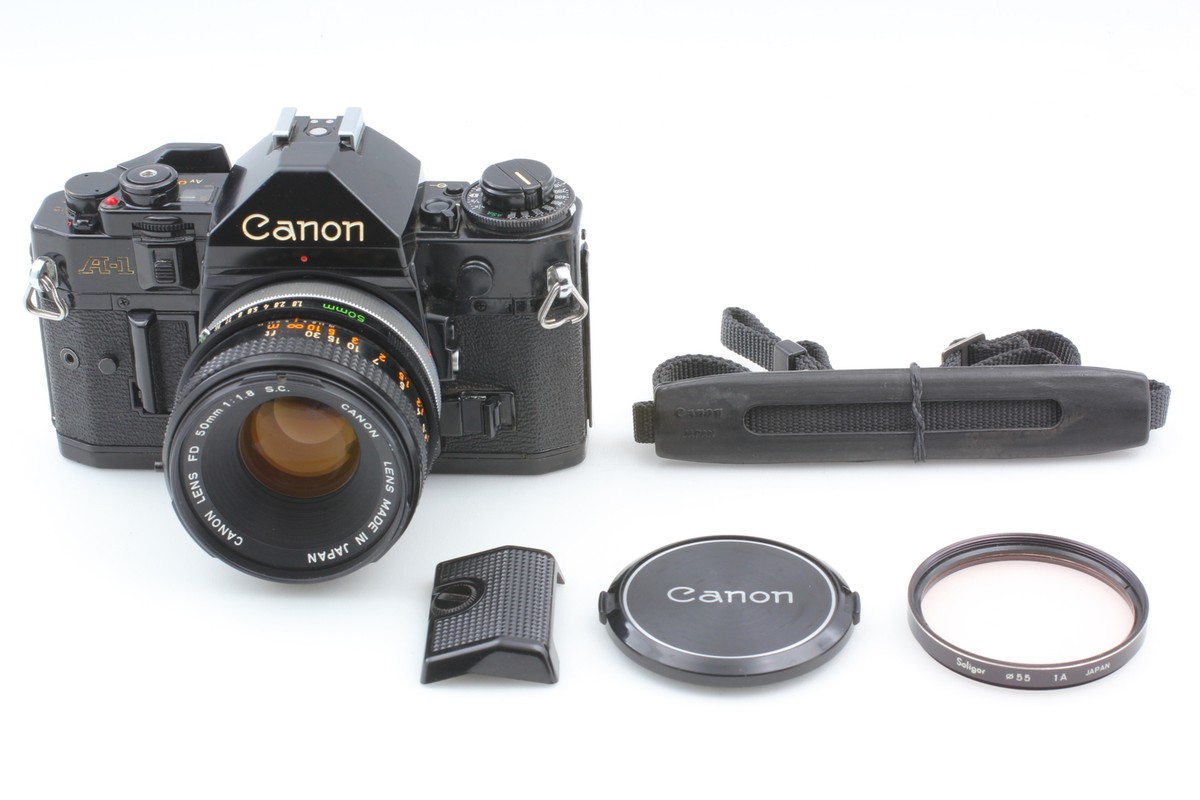 Exc+5 w/Strap] Canon A-1 SLR 35mm Black FD 50mm f1.8 S.C. SC