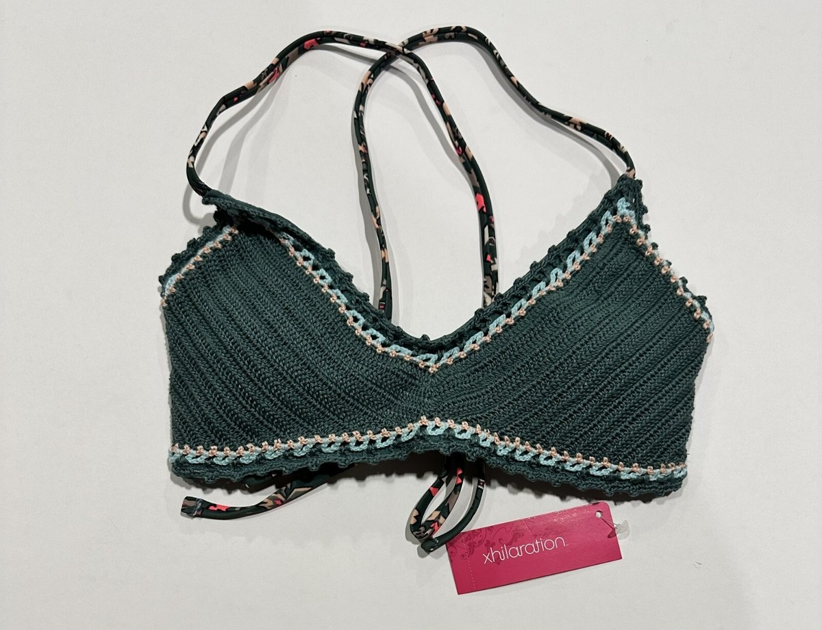 Xhilaration Junior's Criss-Cross Back Knit Bralette Bikini Top