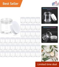 4 oz Clear Plastic Jars with White Lids - Set of 36 for Cosmetics, Lotions, D...