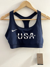 Nike Team USA Training Sports Bra Women's Large Navy Blue White FN1194-451 NWT