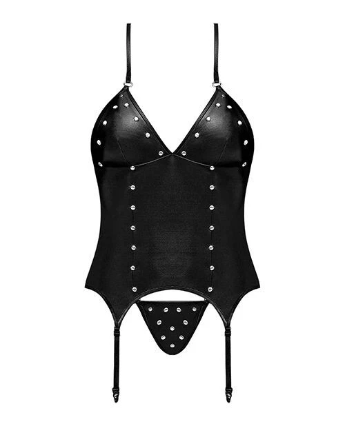 Lust Madame Corset w/Metal Garters & G-String Black S/M - Image 4 of 4