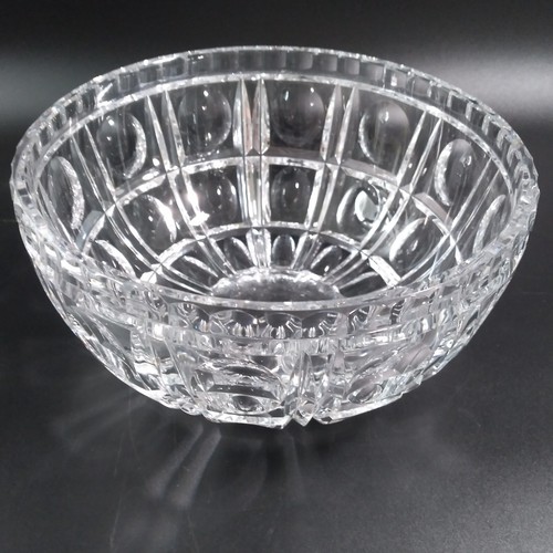 Rexxford Chesterfield Lead Crystal Bowl Vertical Horizontal Grid w Dots Germany