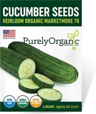 Organic Cucumber Seeds Marketmore 76-100+Heirloom Non-GMO USA Grown