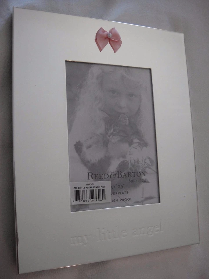 Marco de fotos Reed & Barton My Little Angel plateado con arco rosa 7005817 Foto 4 de 4