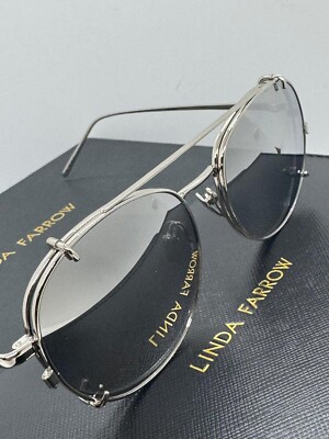 Linda Farrow Oval Sunglasses  LFL646C2SUN Silver MRSP $1,201 NWB