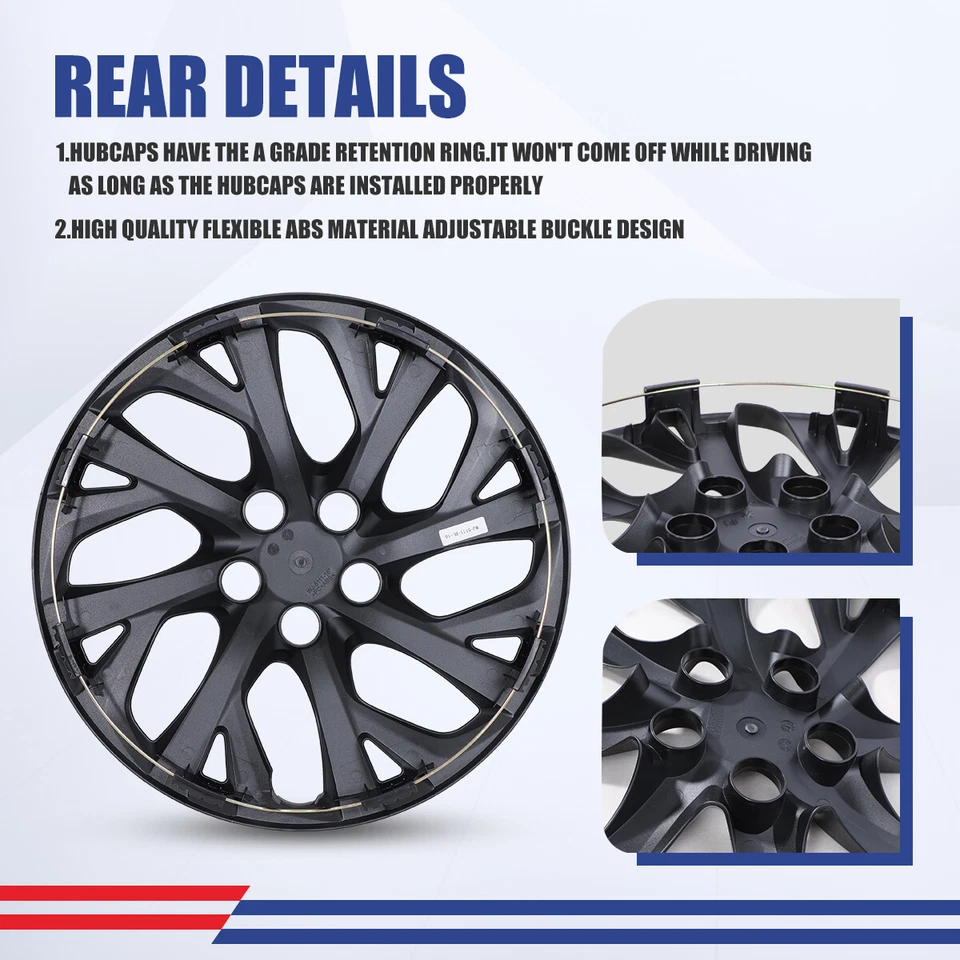 For 2009-2025 TOYOTA COROLLA 16in Snap On Hub caps Black Wheel Rims Cover 4PCS Foto 4 de 4