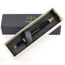 Personalised Engraved Parker IM Black Gold Finish Trim Ballpoint Pen