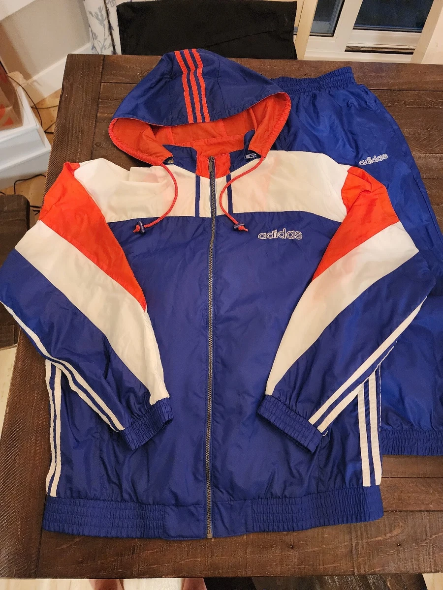 forår Frisør klodset Vintage Adidas Tracksuit Red White &amp; Blue Size Large 3 Stripes Jacket  &amp; Pants | eBay