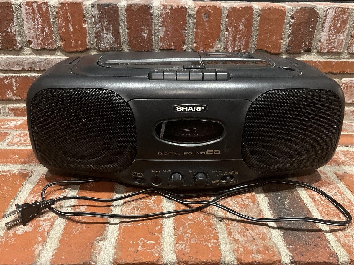 90s Sharp QT-CD44 Vintage Black Boombox - Radio (AM/FM) Cassette