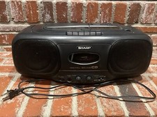 90s Sharp QT-CD44 Vintage Black Boombox - Radio AM/FM Cassette Player/Recorder