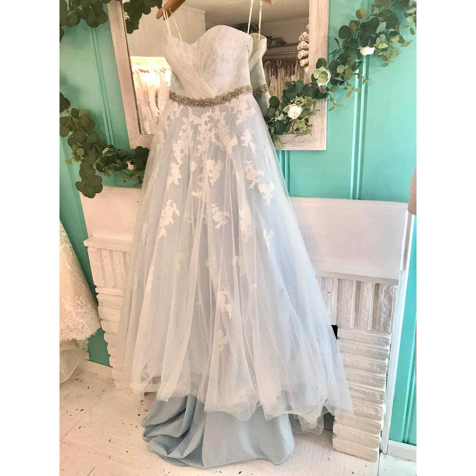 Lace Strapless Princess Ballgown Wedding Dress in Windsor Blue