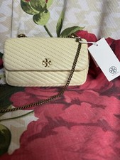 Tory Burch Kira Moto Quilt Mini Flap Leather Crossbody Bag in Lemon Swirl/$358