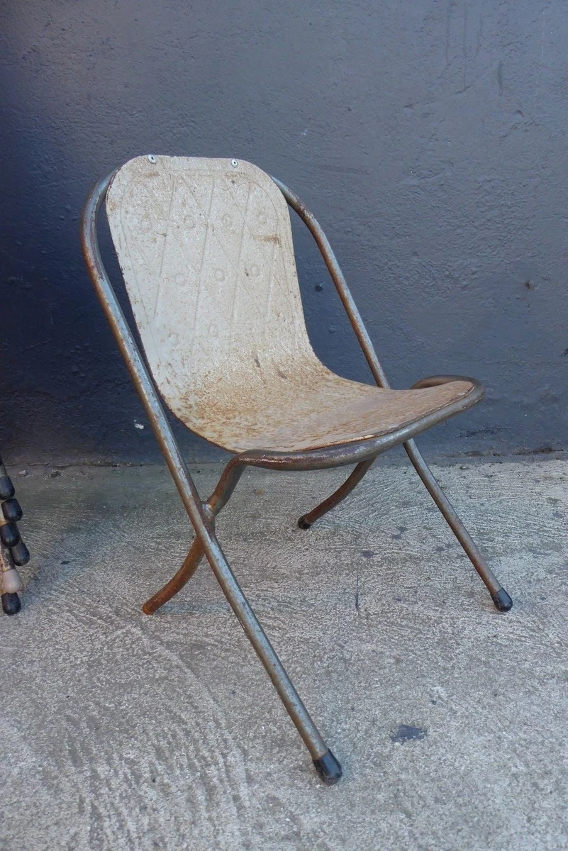 VINTAGE SEBEL CHILDS SIZE METAL SUNRISE STACKING CHAIR