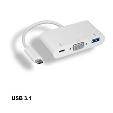 Kentek USB 3.1 Type C to VGA 1920x1200 and USB 3.0 A/C Connect for TV PC Laptop