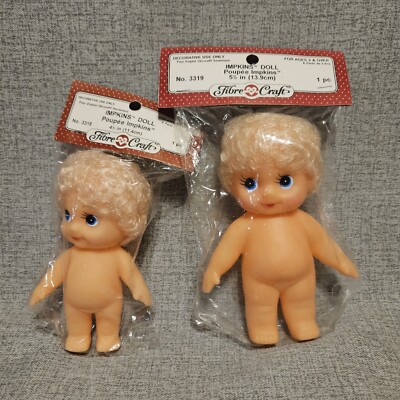 Vintage Impkins Dolls X 2 Blonde 4.5 &  5.5  Fibre Craft New Old Stock 3318 3319