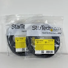 2X StarTech 14ft Black Cat6 Patch Cable w/ Snagless RJ45 Connectors Black CAT-6