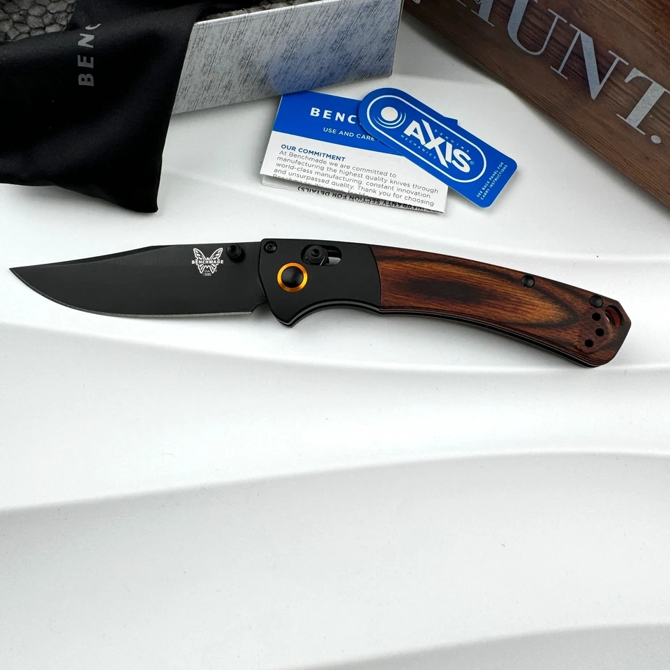 Cuchillo plegable Benchmade 15085-2 Mini Crooked River CPM-S30V negro aluminio madera Foto 2 de 4