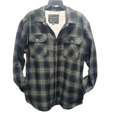 Grizzly Mountain Sherpa Lined Flannel Shirt Jacket Shacket Green Plaid Men's XL