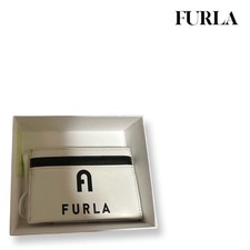 FURLA Card Case, Business Card Holder, Leather, White