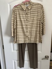 CHICO'S DESIGN LOT OF 2 Button Down Shirt Pants SHIRT SIZE 1 PANTS Size 0