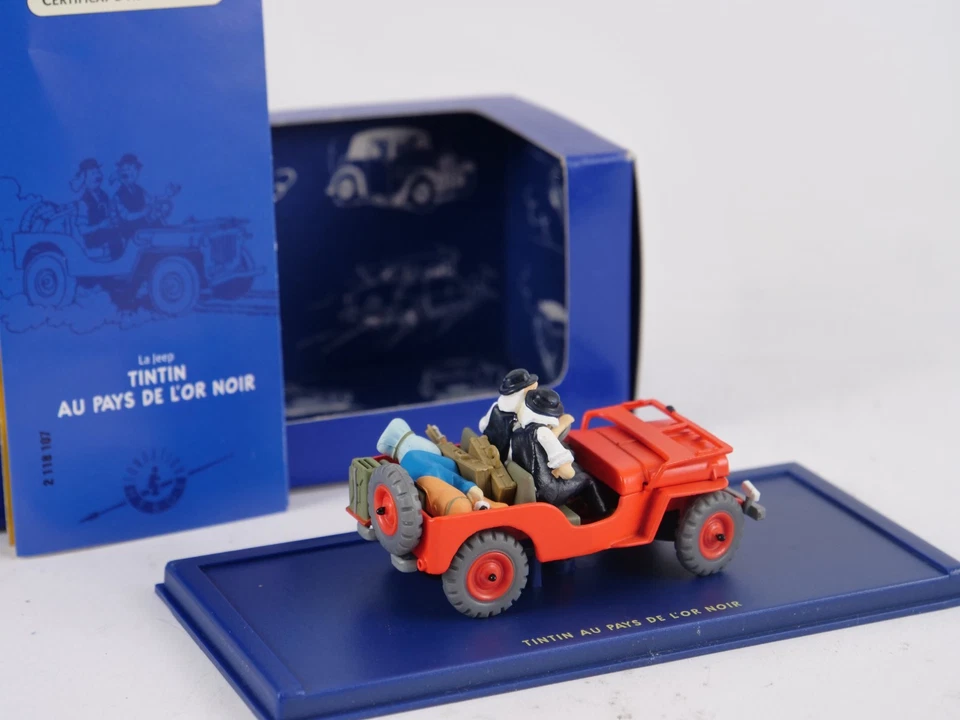 IN Auto Tintin 1/43 La Jeep Rosso - Willys MB+CJ2a - Immagine 2 di 4
