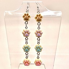 Paw Print Chain Earrings - Dog Earrings - Puppy Earrings - Animal Earrings