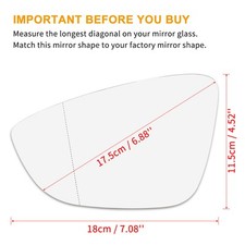 Mirror Glass Replace Fits VW Passat Rabbit Jetta GTI Eos Right Side Convex 5204