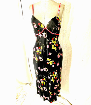 Betsey Johnson Fruit Dress Strawberry Berry Print Slip Dress