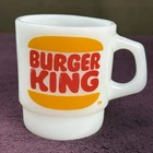 RARE! Vtg 1970s Burger King Fast Food Restaurant Fire-King Advertising Mug 80s!