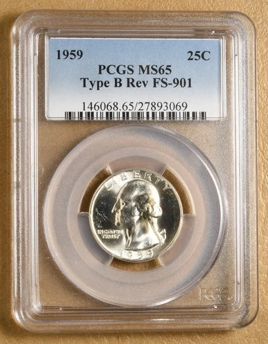 1959 P Washington Quarter 'Type B Reverse' PCGS MS65