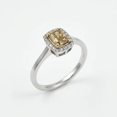 Natürlicher 0,63 ct Fancy Intense Brownish Yellow Diamant‑Ring –IGI–14K Bicolor - Bild 1 von 4