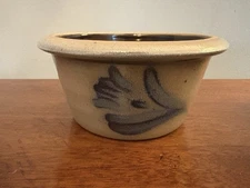 Rowe Pottery Works Salt Glaze Small bowl with Flower Motif 1989- Rare Find!