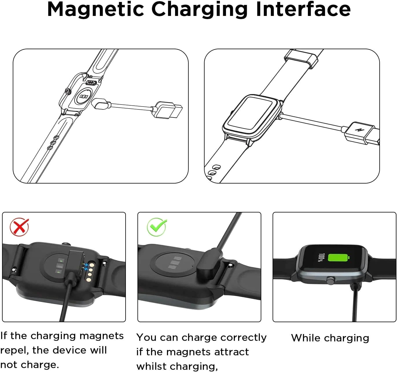 2-Pin Universal USB Data Charging Cable Magnetic Charger For Smart Watch 2.84mm