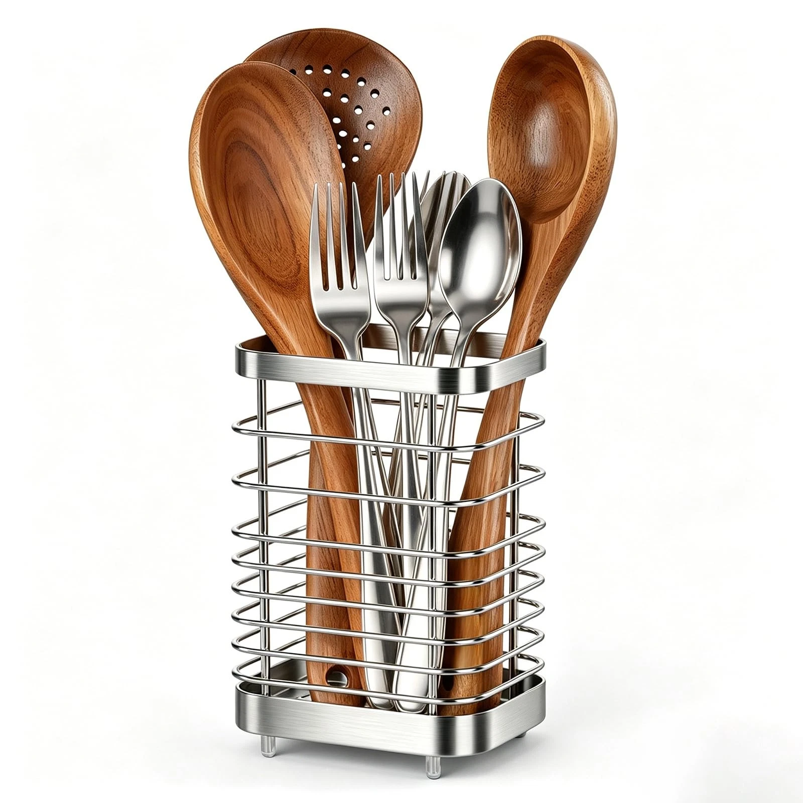 Utensil Holder, Stainless Steel Utensil Drying Rack for Kitchen Counter, Silv...