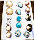 Vintage Runway Faux Pearl Emerald Green Enamel Gold Tone Clip On Earrings #28 — photo 6