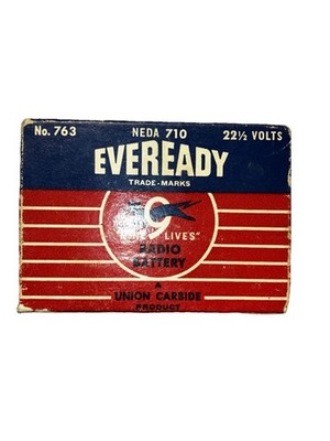 Vintage Eveready No. 763 22½ Volt  9 Lives  Radio Battery   NEDA 710