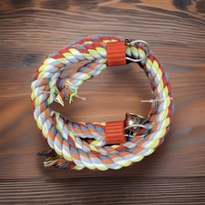 63In Bird Rope Perch Swing Toy Cotton Bungee Climbing with Bell for Parrots NWT