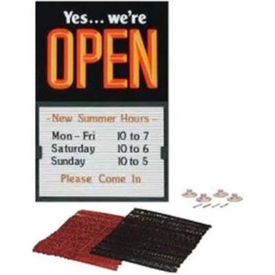 Glassmate Vertical Open/Closed Message Slider Board Sign | 14''W x 20''H