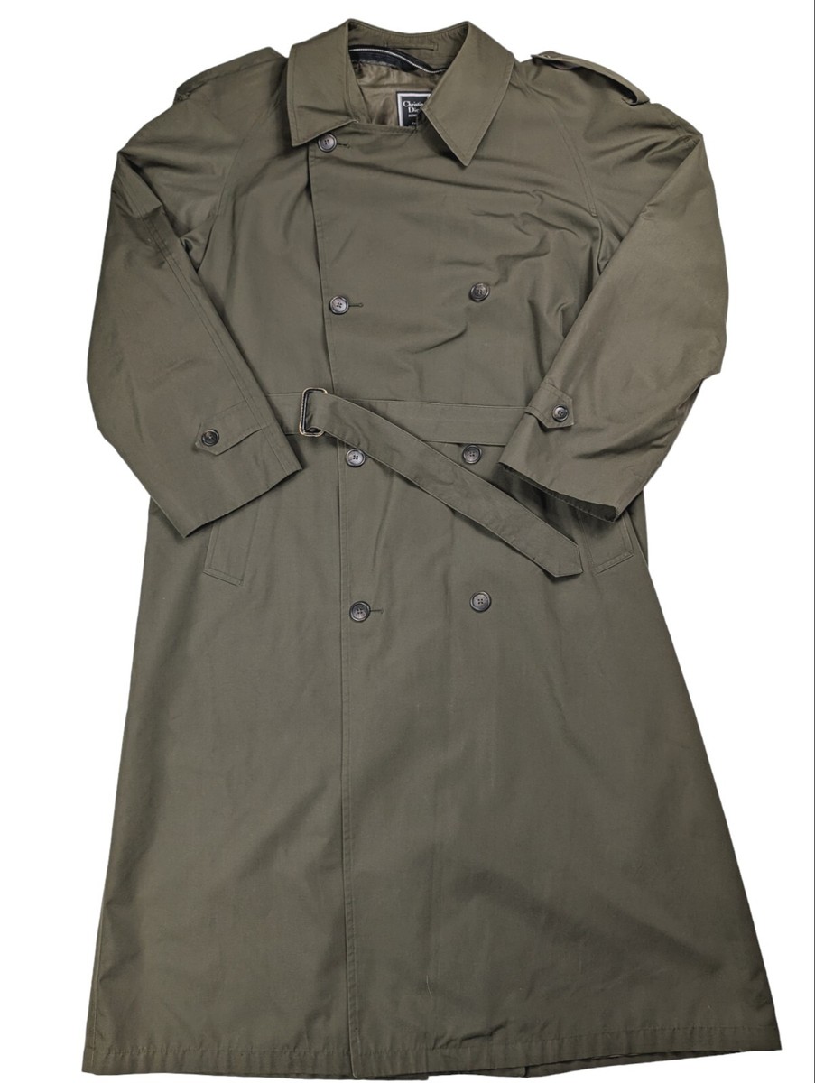 Christian Dior Monsieur Trench Coat Men 44 XL Olive Drab Rain