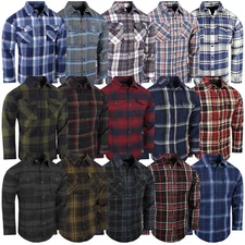 Plaid Flannel Men Shirt Very Soft Burnside Two Button Up Flap Pockets Slim Fit