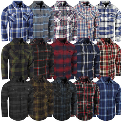 Plaid Flannel Men Shirt Very Soft Burnside Two Button Up Flap Pockets Slim Fit