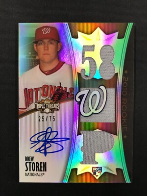 2010 Topps Triple Threads #166 Drew Storen Rookie Auto /75 Washington Nationals