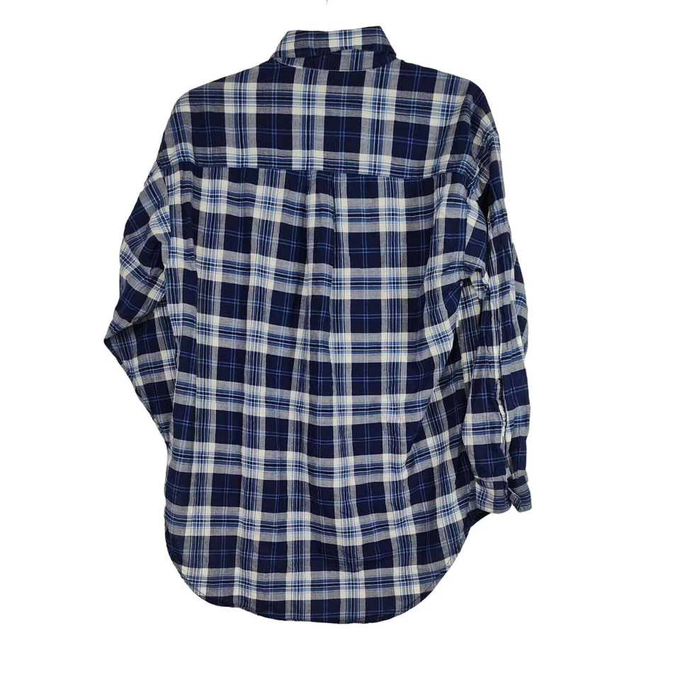 BDG Button Up Shirt Men Size S Blue White Plaid Flap Pockets Long Sleeve  - Image 3 of 4