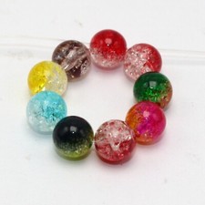 200 Mixed Color Acrylic Crackle Round Beads 8mm Smooth Ball DIY Bracelet Earring
